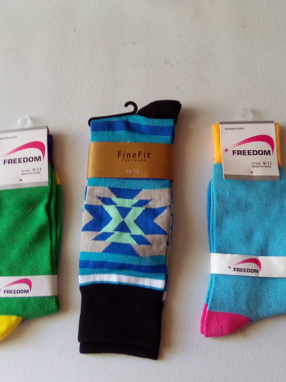 Men’s Blue Patterned Crew Socks - Blue & Black ( Bag B )